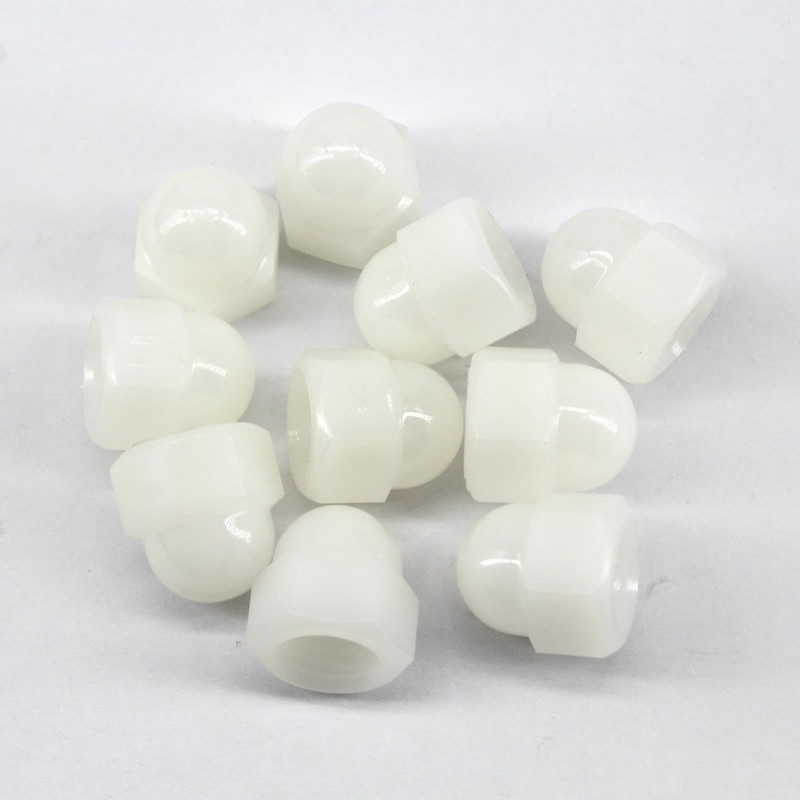 (50 Pieces) M8 White Nylon Acorn Cap Nuts Plastic Hex