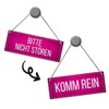 Pink Reversible Sign with Cord "Bitte nicht stören - Komm