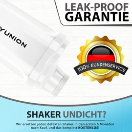 Original protein shaker deluxe 500 ml, leak-proof, BPA-free, fitness mixer with strainer and scale for creamy whey powder shakes, protein isolates, BCAA concentrate, white