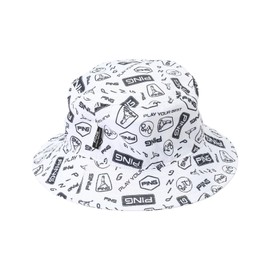 Pin Apparel 621-5187205 Men's Bucket Hat (All Over Print Pattern) / Golf Hat, 030_white x navy, Free size