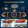 WiFi 360° Dash Cam Front and Rear Inside,4 Channel 3"