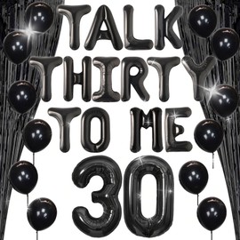 LaVenty Black Talk 30 to Me Balloons Talk 30 to Me Birthday Decoration Talk Thirty To Me Backdrop Banner 30th Birthday Decoration Dirty