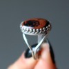 Satin Crystals Mahogany Obsidian Ring Fire Sterling Silver Adjustable Adjustable