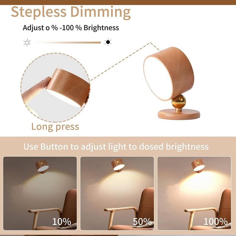 LED Wall Mounted Reading Lights 360 Degree Rotation Magnetic Rechargeable