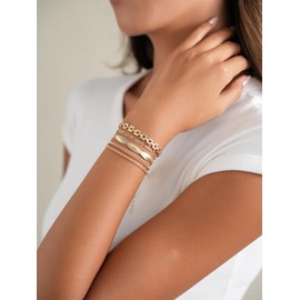 Gold Bracelet Stack for Woman Layered Chain Link Gold Plated Bracelets Set Trendy Dainty Cute Jewelry Gift
