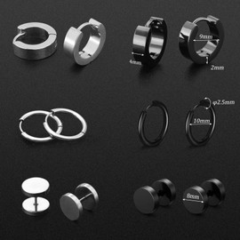 WD&CD 9 Pairs Earring Men Women Mens Earrings Stainless Steel, Round Earring Men Punk Punk Ear Studs Men's Earrings