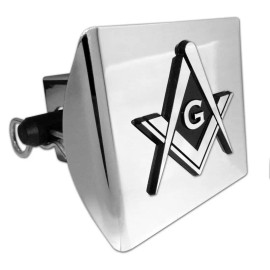 MASON SQUARE COMPASS CHROME & BLACK DECAL USA MADE PLASTIC TRAILER HITCH COVER