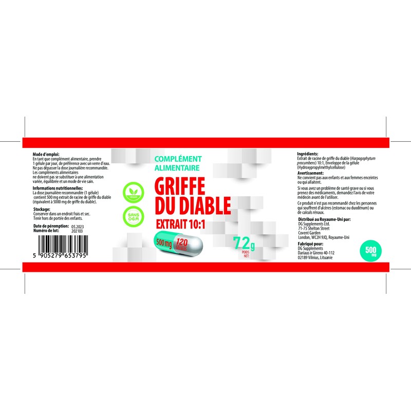 Devils Claw 10:1 Extract (5000mg Equivalent) 120 Vegan Capsules, 3rd