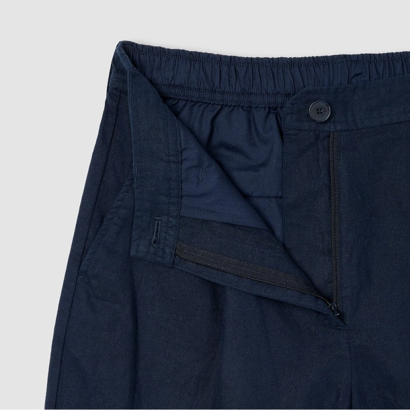 JAJU [JAJU] Soft Linen Blend Half Pants_Navy