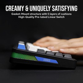 EPOMAKER TH85 QMK/VIA Wireless Gaming Keyboard, BT5.0/2.4GHz/USB-C, Hot Swappable Pre-lubed Custom Creamy Jade Linear Switches, Gasket Creamy Keyboard for PC/Mac/Office/Gaming (Black&White&Blue)