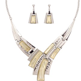 Enrwin Fashion Boho Bohemian Statement Necklace Earrings Jewelry Set for Women Acrylic Prom Party Enamel Costume Jewelry Set for Gifts, Metal, Crystal