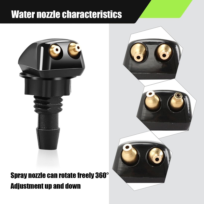 Fluher 2 PCS Car Front Windshield Water Spray Nozzle, 0.7"