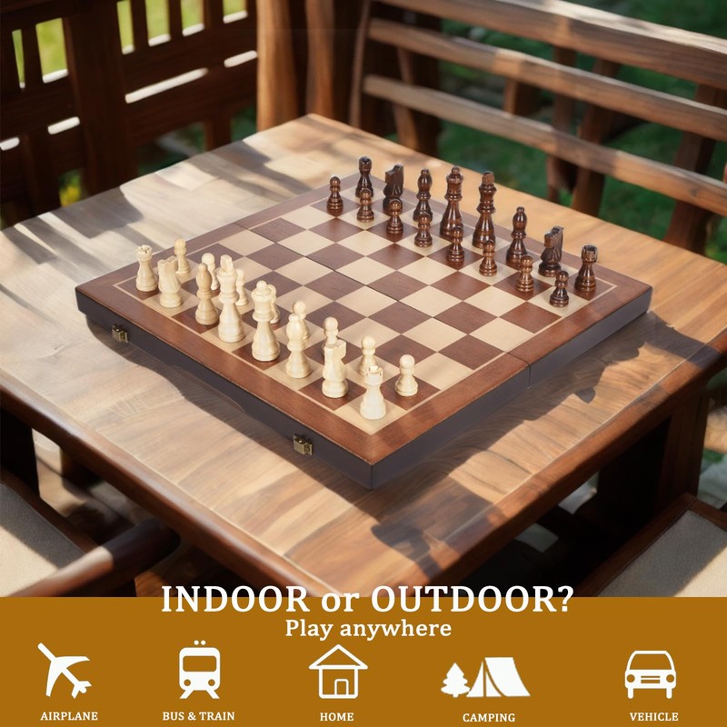 BIVOMON Magnetic Wooden Chess Set 15" Unique Chess Board Game