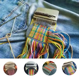 PXRLMYF Small Loom, Speedweave Type Weave Tool, DIY Wood Weaving, Small Loom for Beginners, Quick Mending Jeans Clothing and Socks, 10 Hooks
