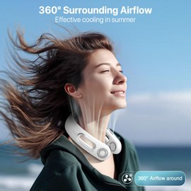 okk Neck Fan, 360 Portable Neck Fans That Blow Cool Air Rechargeable with 5200mAh Battery USB Operated, 4 Speed Hands Free Travel Cooling Neck Fan, Wearable Personal Fan Birthday Gifts for Women, Men