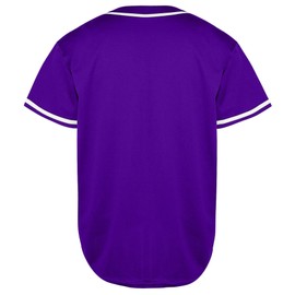 Mens Baseball Jersey Button Down Blank Solid Color Short Sleeve Shirts Hipster Hip Hop Active Team Sports Uniforms Purple XXL