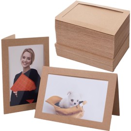 Litpoetic 50 Count Photo Frame Cards with Envelopes 4x6 Paper Picture Frame Notecards Photo Card Holder and Envelopes Set for Christmas Graudation Wedding Birthday Classroom DIY - Kraft