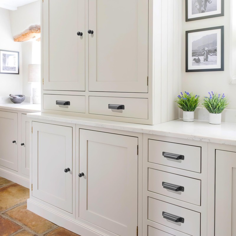 Dosoye 5 Packs 3-3/4in(96mm) Drawer Pulls Black Cabinet Cup Pulls