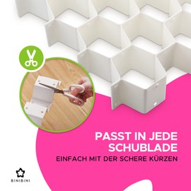 BINIBINI® Drawer Organiser System Fits in Any Drawer for Wardrobe Storage Alternative to Organiser Boxes or as Bathroom Organiser, for Kitchen and Desk