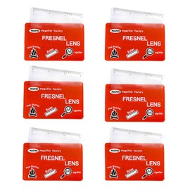 MagDepo 6 Pack Credit Card Size Magnifier Ruler Fresnel Lens Fire Starter Compact Plastic Magnifying Glass Wallet Pocket Magnifier for Reading Small Print, Maps, and Books -Red