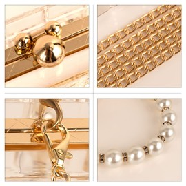 DODAMOUR Transparent Acrylic Shoulder Bag, Clear Crossbody Clutch Purse, Women Evening Clutch Bag, Clear