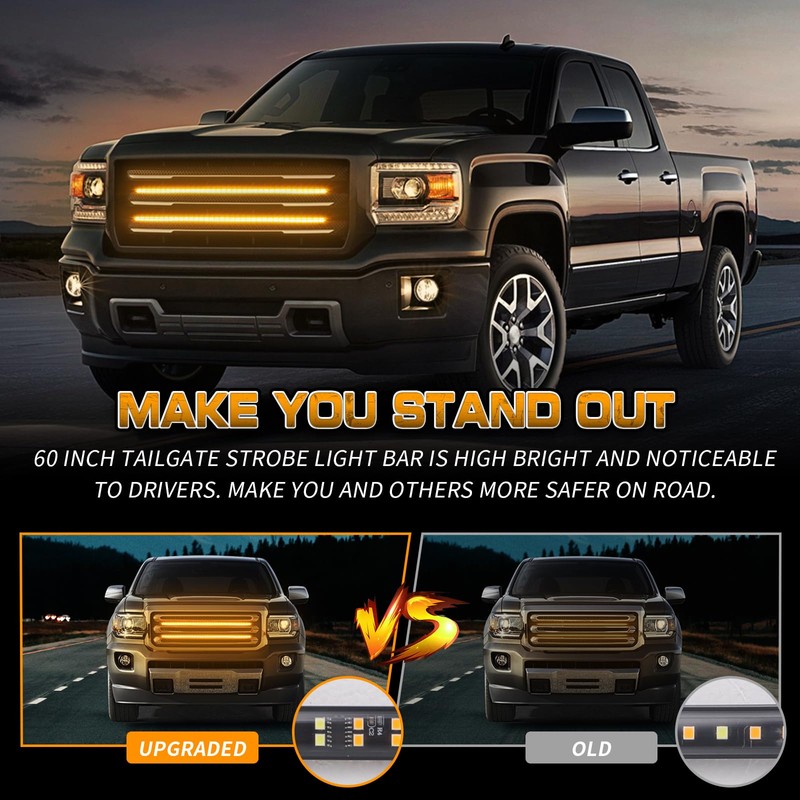 XRIDONSEN 2PCS 24 inch Truck Grill Strobe Lights Strip 288