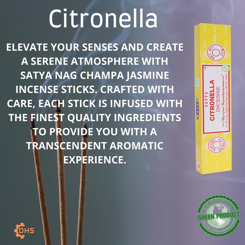 Satya Nag Citronella incense Sticks - Hand Rolled | Full