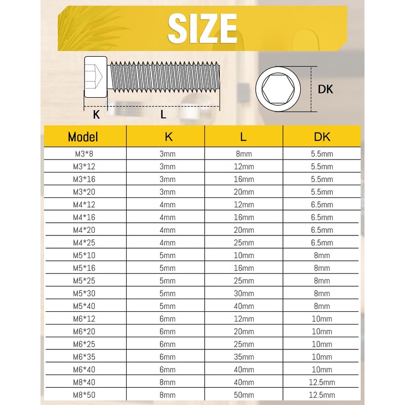 Caianwin M6 Screws 20 Pcs, DIN 912 Stainless（A2 V2A）M6 X