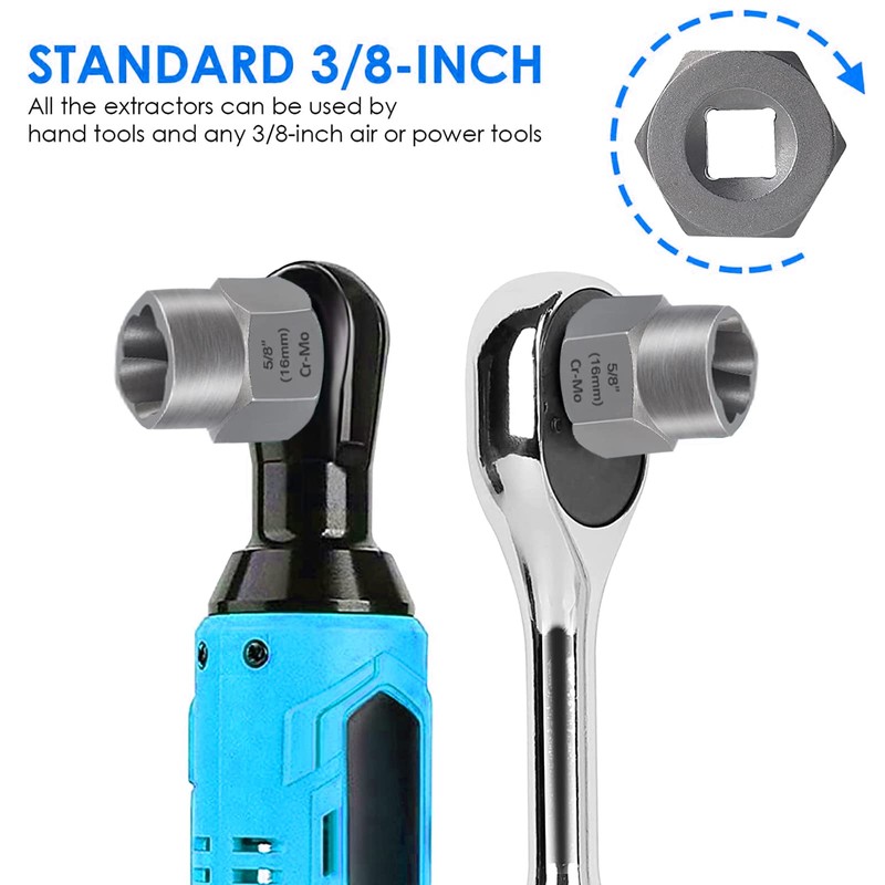 XEWEA 14PCS Bolt Extractor Set, 3/8" Drive Impact Stripped Bolt