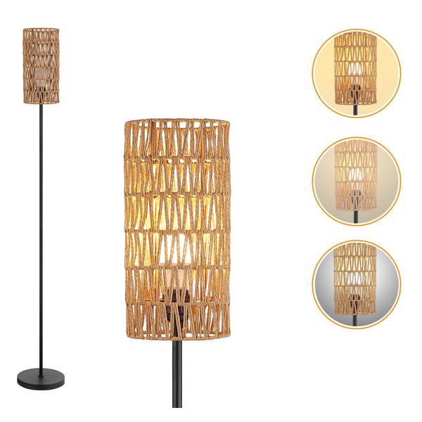 Floor Lamp for Living Room,Farmhouse Rattan Floor lamp,Modern Standing lamp