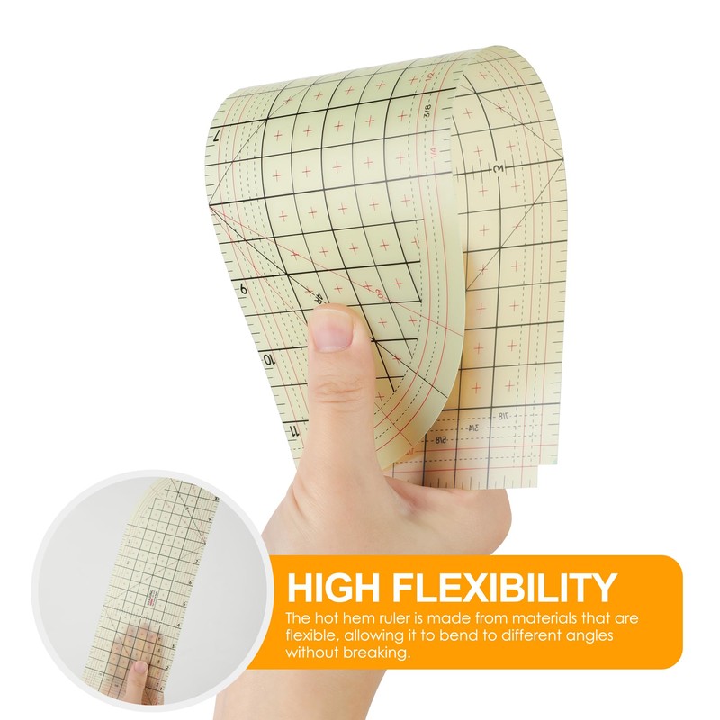 Curved Hot Ruler for Sewing, 12X4 Inch Hot Hem Ruler
