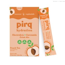 Pirq Electrolyte + Curcumin Hydration Drink Mix, Peach, Vegan Friendly, Kosher, Gluten Free & Non-GMO, 10 Stick Packs (Pack of 1)