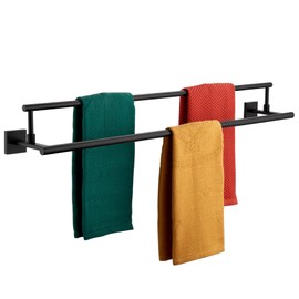 KOKOSIRI Bathroom Towel Bars 36-Inch Double Towel Rails Matte Black Towel Holder Overlength for Kitchen Toilet Stainless Steel B5009BK-L36
