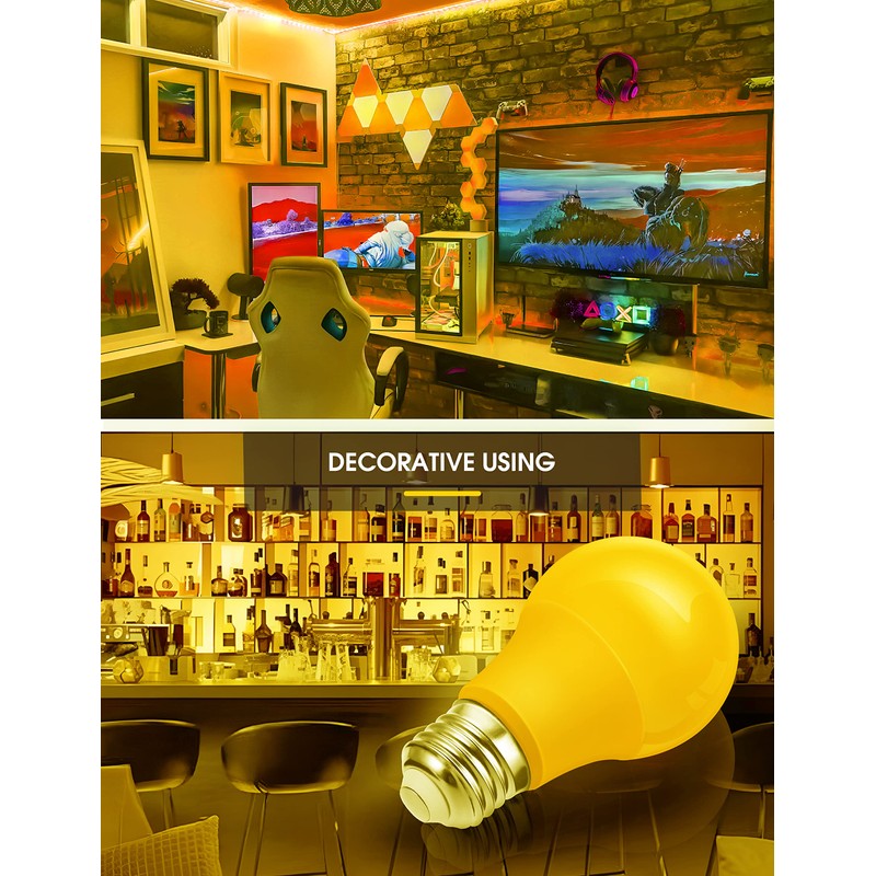 LOHAS Dusk to Dawn Bug Light Bulb Outdoor, A19 Yellow