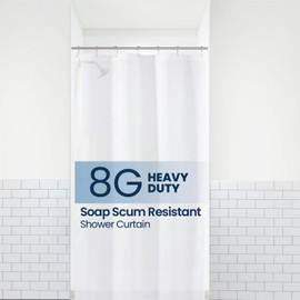 LiBa PEVA 8G Bathroom Small Shower Stall Curtain Liner, 36" W x 72" H Narrow Size, White, 8G Heavy Duty Waterproof Shower Stall Curtain Liner