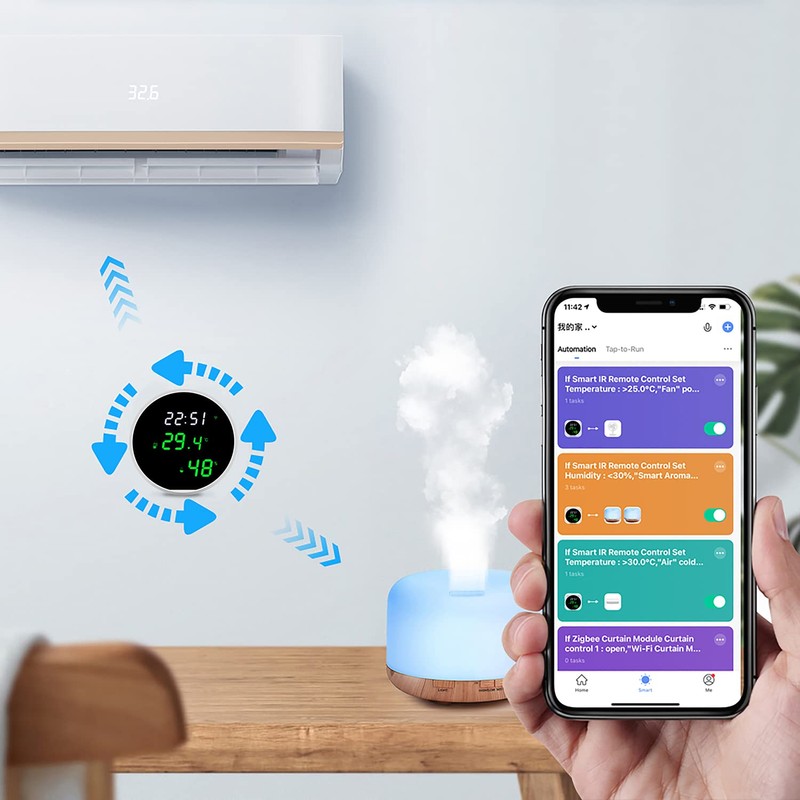 WiFi Thermometer Hygrometer Monitor: Smart Humidity Temperature Sensor with LED
