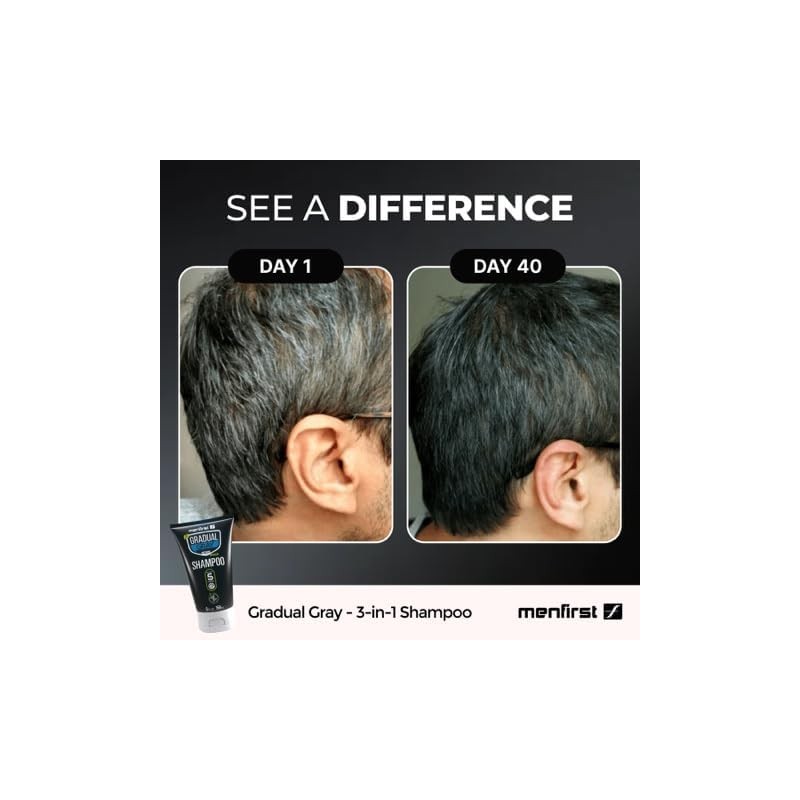 MENFIRST - Champú para oscurecer el cabello gris, color gradual