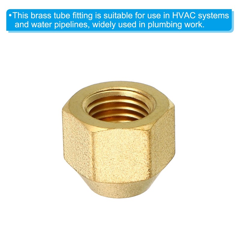 PATIKIL 1/4" Brass Flare Cap, 7/16-20UNF Female Thread 4Pcs SAE