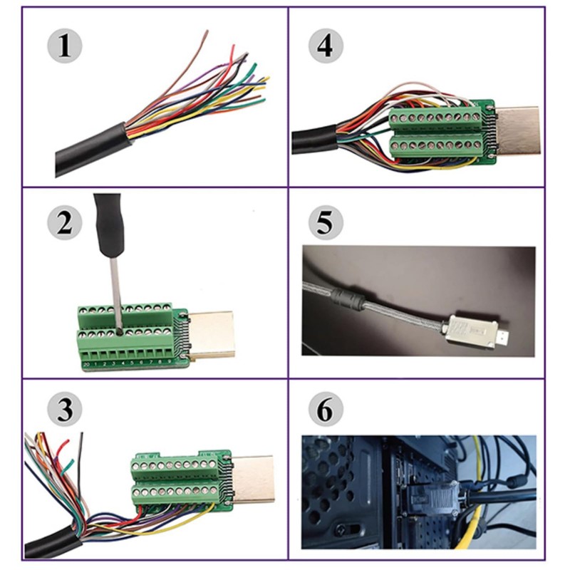 Ganasome HDMI Solderless Signals Terminal Breakout Board Connector with Metal