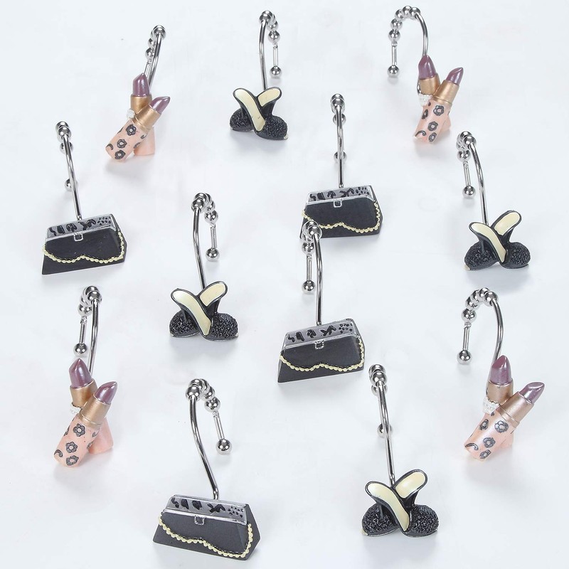 BESTRIPES Shower Curtain Hooks Rings, Set of 12 Stainless Steel