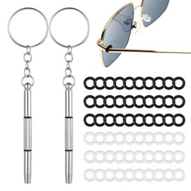 60 PCS Eyeglass Hinge Tighteners, Eyeglass Repair Kits and 2 PCS Screwdrivers Silicone Eyeglasses Frame Grips for Loose Temple Arms