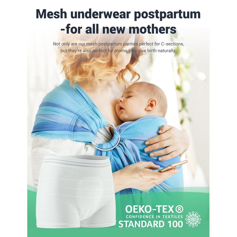 HANSILK Mesh Postpartum Underwear 12 Pack High Waist Reusable Post