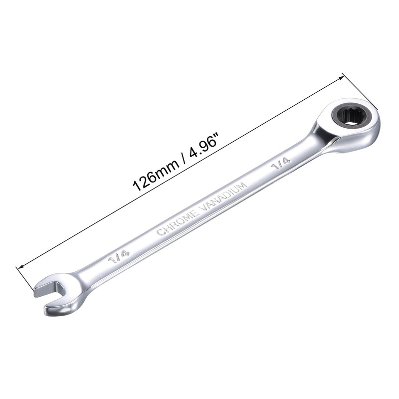 uxcell 1/4 Inch Ratcheting Combination Wrench SAE 72 Teeth 12