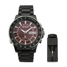 [ARTSTATE W335B]腕時計 メンズ 電波時計, 日付と曜日の表示, ライト機能搭載, ブラック,セラミック製,長いバッテリー寿命