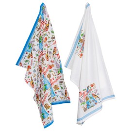 Boston International Tea Towels Rosanne Beck State Collection Set of 2 Soft & Absorbent Reusable Cotton Dish Cloths, 28" x 18", New Hampshire