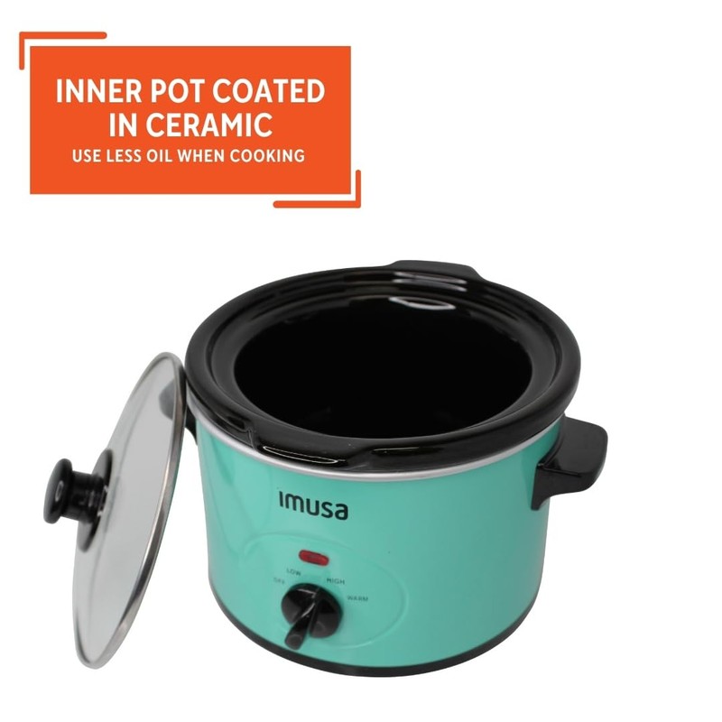 IMUSA Small Slow Cooker 1.5 QT, 3 Heat Settings, Removable