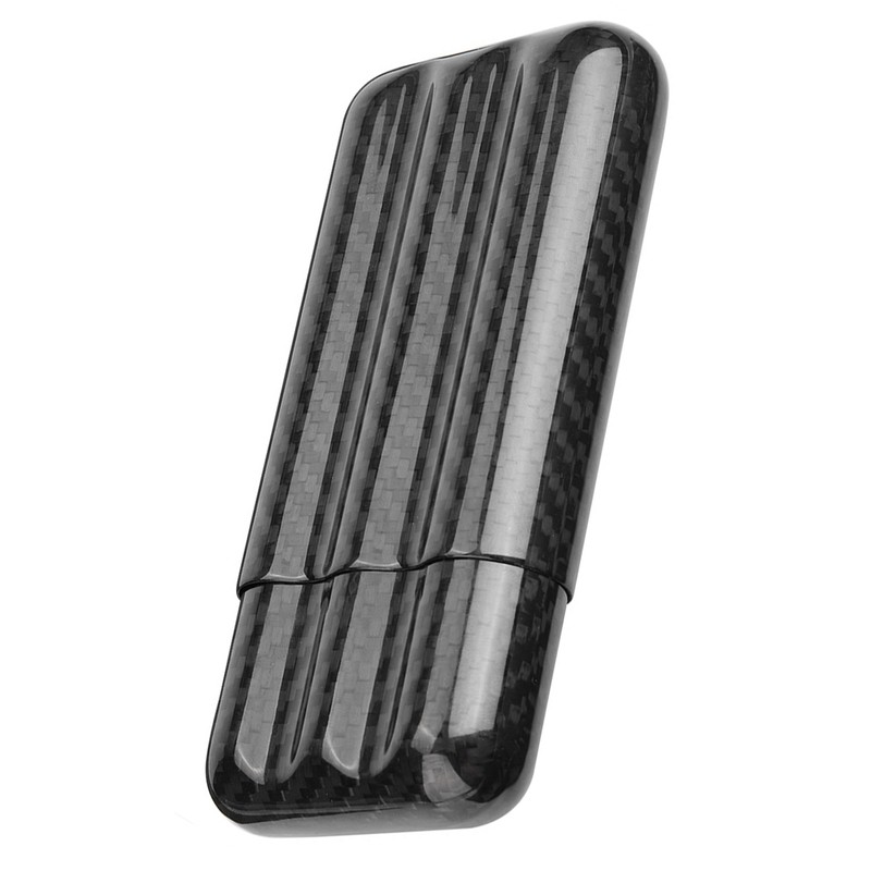 Carbon Fiber Cigar Case Humidors 3 Tubes Cigar Holder Storage