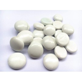 Jane Shop Glass Gems Stone, 1 Lb (1 Pound) Flat Pebbles Marbles for Vase Fillers, Wedding Table Scatter, Aquarium Fillers Decor, Party Decoration, Crystal Rocks (Approx 100 pcs White)