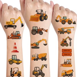 Tattoo Children's Boys, Excavator Tattoo Sticker Set, 10 Sheets, Skin-Friendly Construction Vehicle, Children's Tattoos with Construction Site, Car, Construction Site Vehicles, Children's Tattoo,