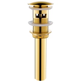 Pop Up Sink Drain With Overflow Bouncing Style Stopper Brass Gold Finish